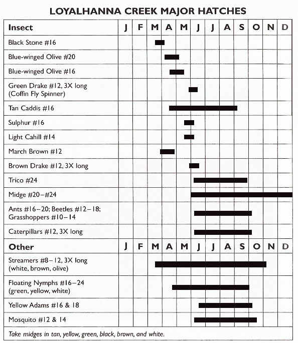 Fly Fishing Hatch Charts